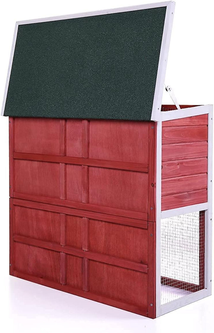 Deluxe Rabbit Hutch & Guinea Pig Cage - Indoor/Outdoor Pet House with Waterproof Roof & Easy Clean Pull-Out Tray (Red)
