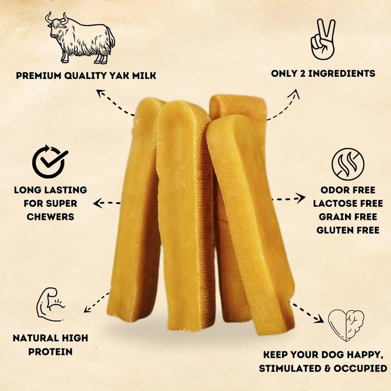 Back 40 Dogs Himalayan Yak Cheese Chews - Long-Lasting, Odorless Dental Treats for Dogs - Large 4-Pack