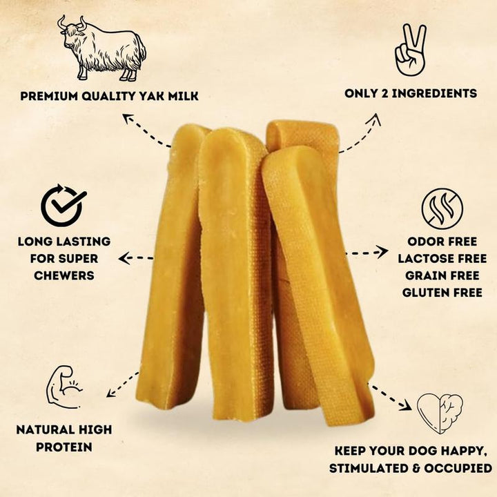Back 40 Dogs Himalayan Yak Cheese Chews - Long-Lasting, Odorless Dental Treats for Dogs - Large 4-Pack