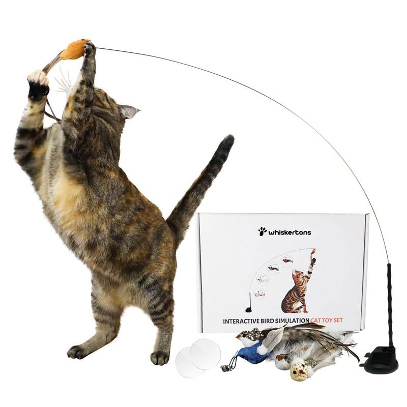 Whiskertons Interactive Bird Simulation Cat Toy Set - Realistic Fun for Your Feline Friend!