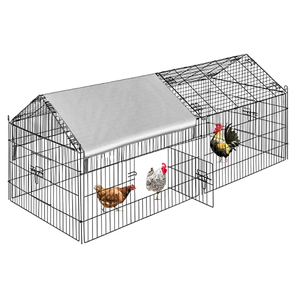 Pawgiant 86.6" Metal Chicken Coop Run with Cover & Ground Nails - Perfect Outdoor Playpen for Small Animals, Cats, Hens, Ducks, and Rabbits