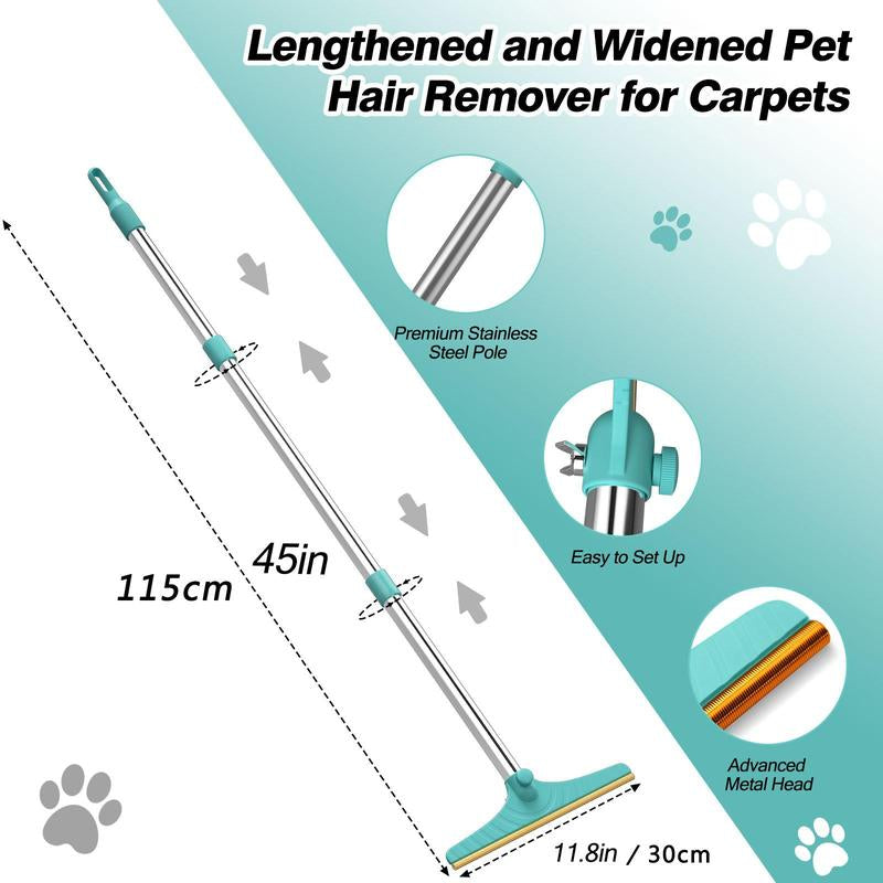 Ultimate Cat Hair Remover - Adjustable Pet Cleaning Brush with Hanging Ring for Effortless Pet Grooming and Carpet Care