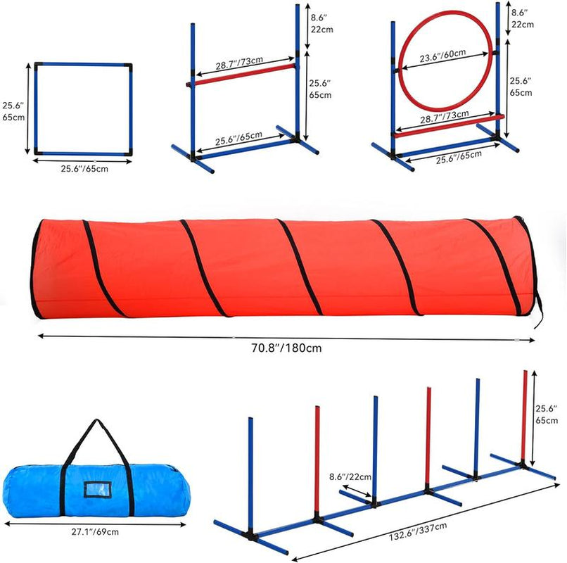 YITAHOME Ultimate Dog Agility Training Set: Flirt Pole, Flying Discs, Agility Tunnel, Jumps, Weave Poles & Pause Box for Indoor & Outdoor Fun!