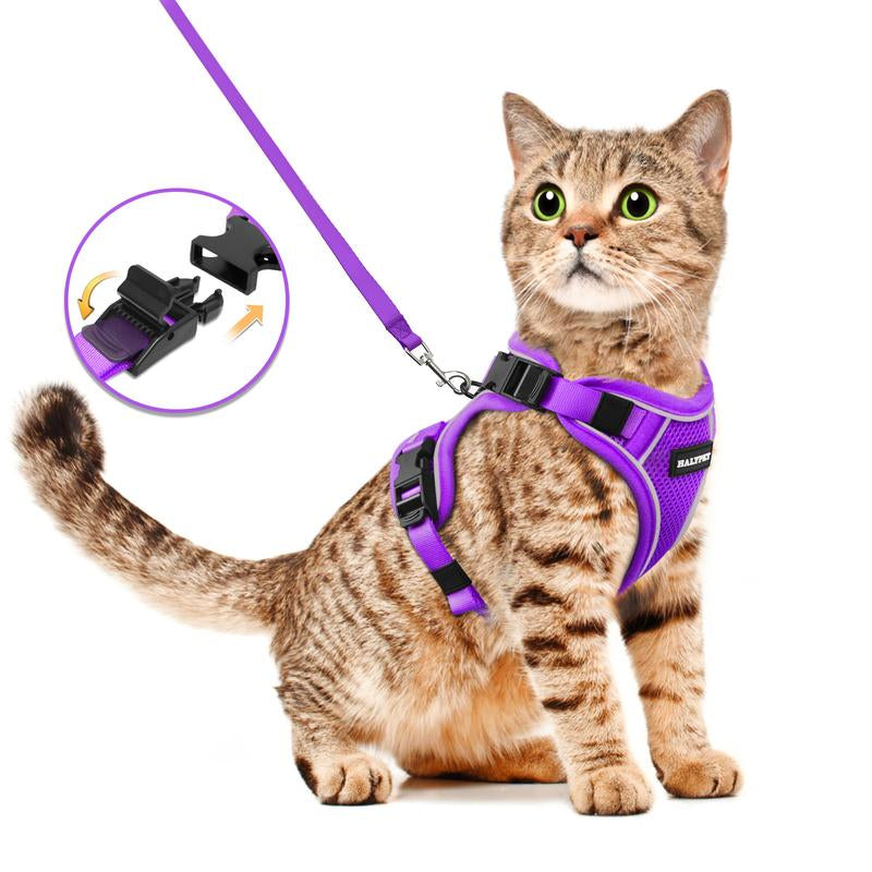Escape-Proof Adjustable Cat Harness & Leash Set - Breathable Mesh for Safe Outdoor Adventures
