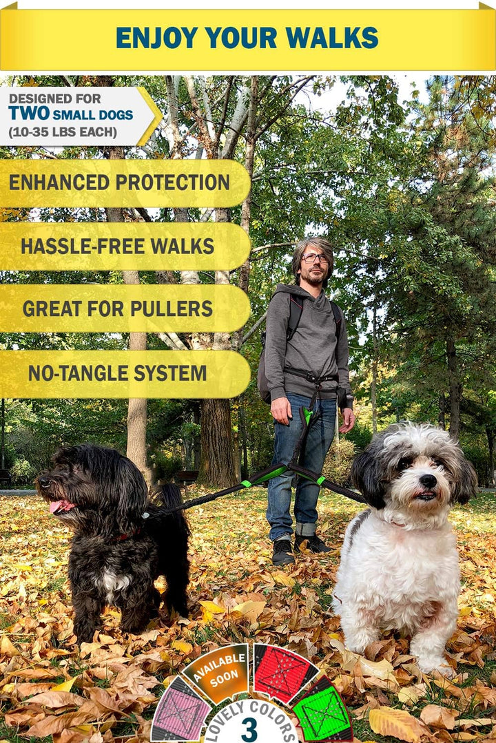 Ultimate Hands-Free Leash for Two Medium Dogs – Perfect for Active Lifestyles – Comfortable, Durable & Ideal for Running, Walking & Hiking – Premium Dual Waist Lead with Bungee – Essential Dog Gear