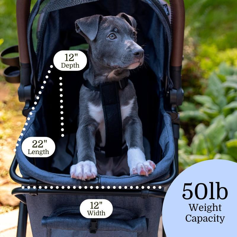 Strolee Luxury Pet Stroller V3 – Complete Travel System & Personal Shopping Cart –Quick Clip Bassinet Canopy, Lightweight Aluminum Frame – Ultra Compact Fold- Water Resistant Removable Carrier