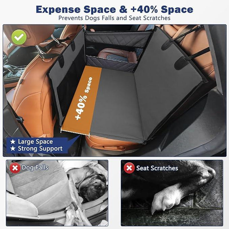 MIXJOY Waterproof Dog Car Seat Cover for Large & Medium Dogs - Breathable, Durable, with Storage Pocket for SUV/Truck Travel
