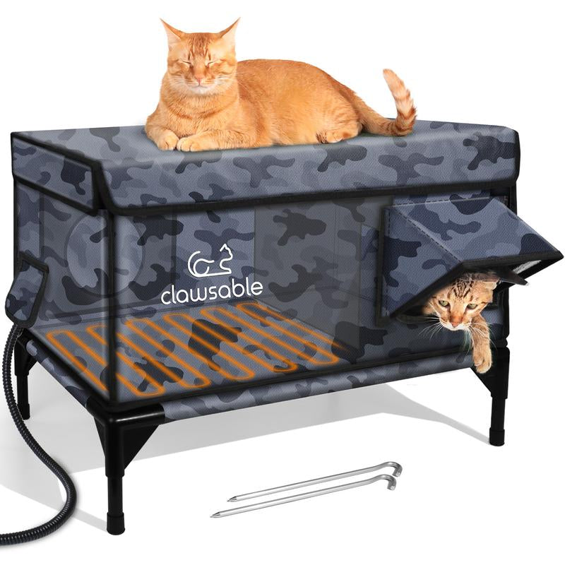 Indestructible Heated Outdoor Cat House - 100% Weatherproof Insulated Shelter with Safe Escape Door for Winter Feral Cats