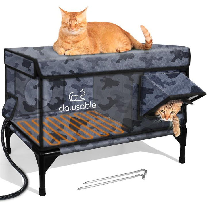 Indestructible Heated Outdoor Cat House - 100% Weatherproof Insulated Shelter with Safe Escape Door for Winter Feral Cats