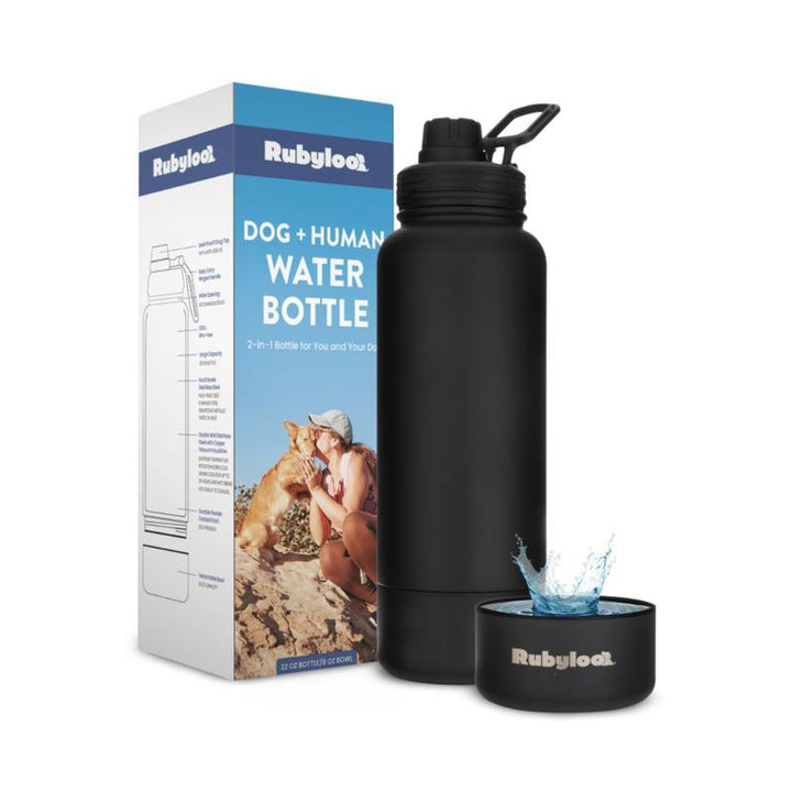 Ultimate Dog Water Bottle - 32 Oz Insulated Stainless Steel with 8 Oz Detachable Bowl - Perfect Gift for Dog Lovers!