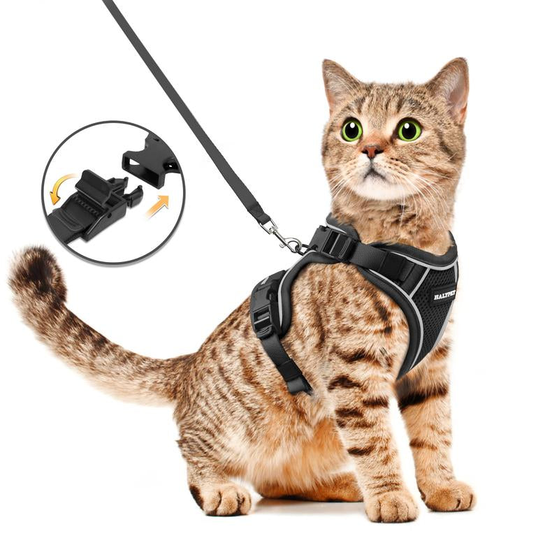 Escape-Proof Adjustable Cat Harness & Leash Set - Breathable Mesh for Safe Outdoor Adventures