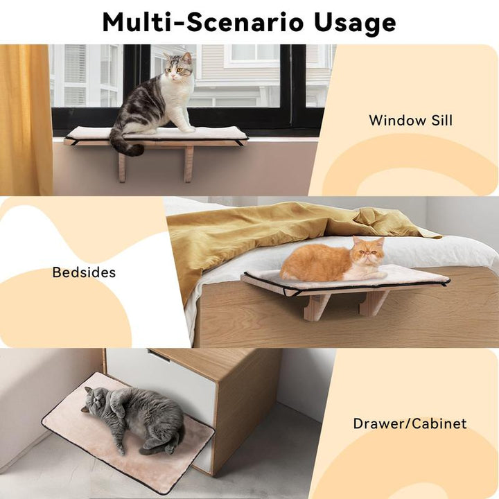 Ultimate Cozy Cat Hammock - Luxurious Window Seat for Large Cats with Soft Mat & Sturdy Wood Base - Perfect for Any Space!