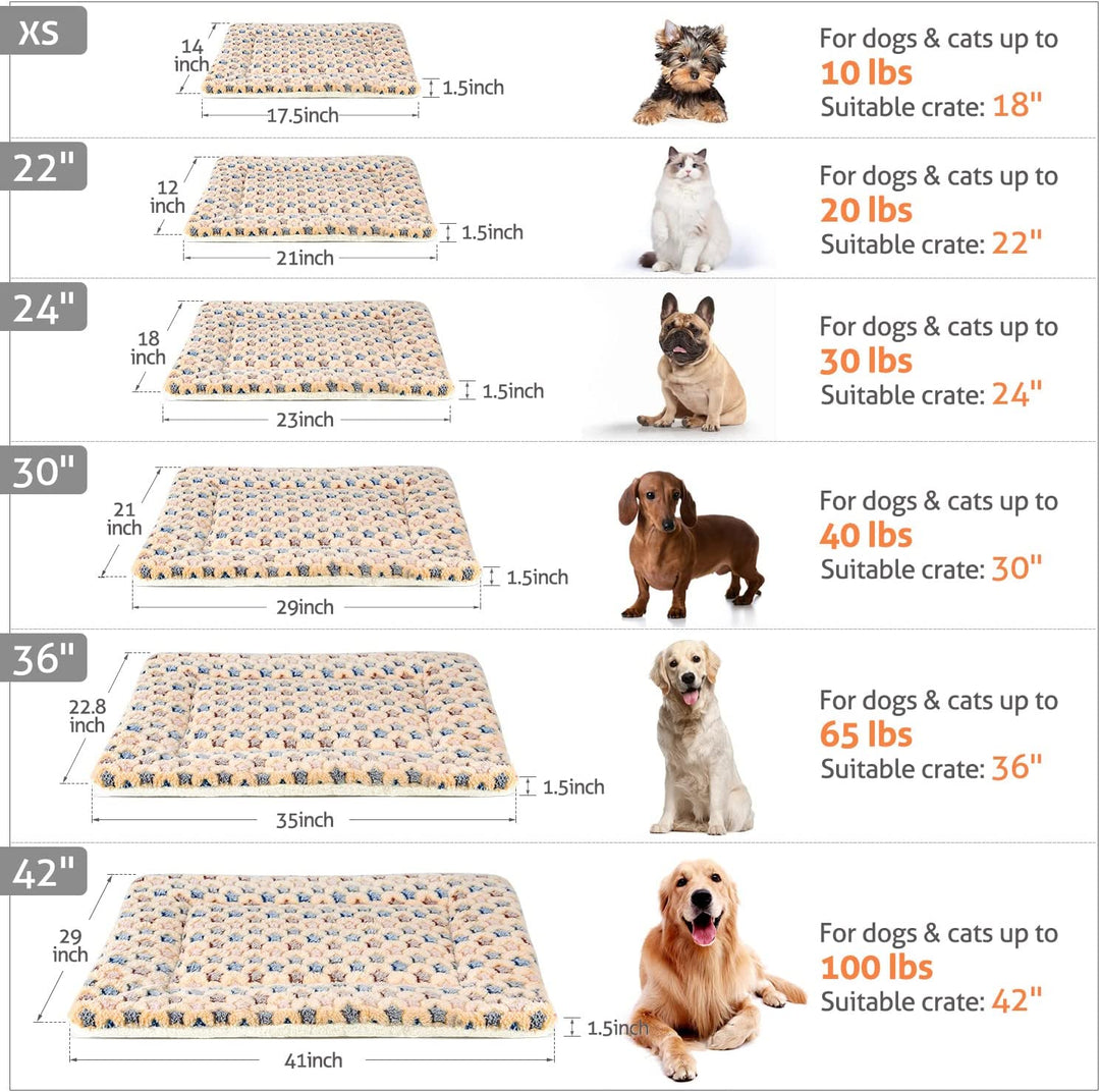 Ultra Soft Reversible Dog Crate Pad - Cute Star Print Pet Bed, Washable Mat for All Sizes, Perfect Cat Bed - 23 x 18 Inch Brown