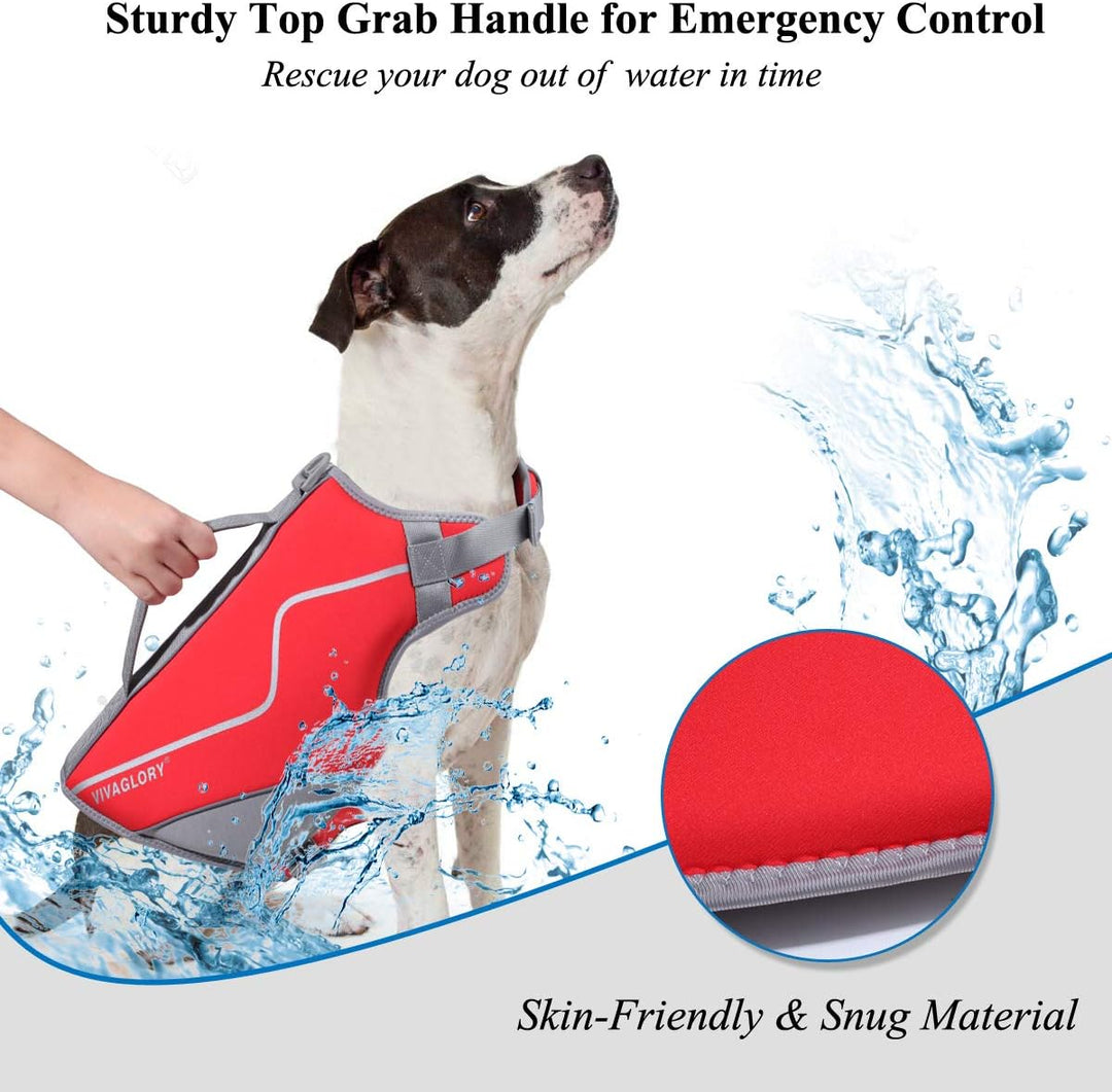 Lightweight Neoprene Dog Life Jacket - Perfect for Boating, Hunting & Swimming - Includes Leash Ring - Size M, Red
