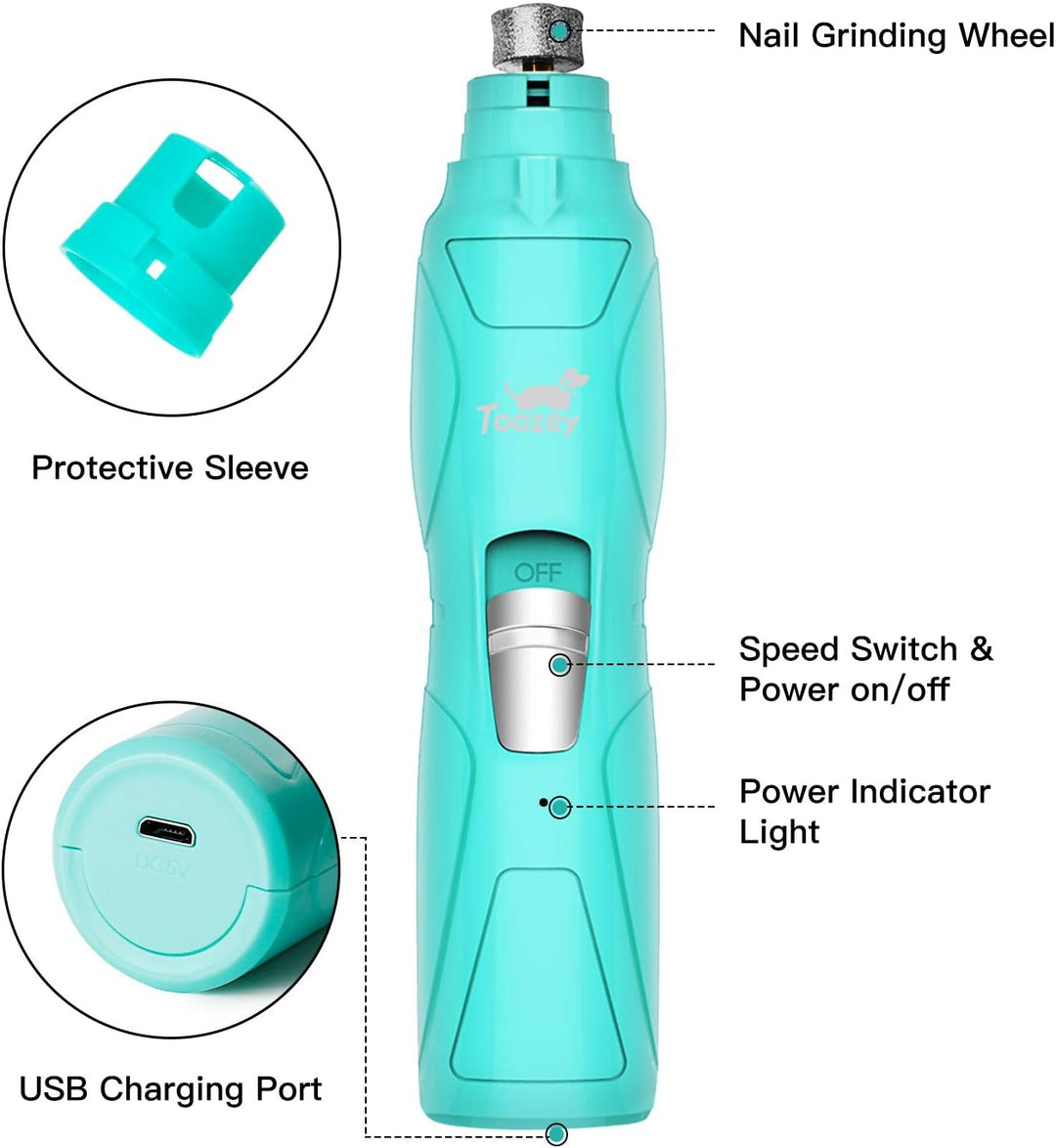 Ultimate Dog Nail Grinder with LED Light - 2-Speed Rechargeable Electric Trimmer for Painless Grooming of All Dog and Cat Sizes