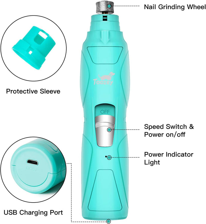 Ultimate Dog Nail Grinder with LED Light - 2-Speed Rechargeable Electric Trimmer for Painless Grooming of All Dog and Cat Sizes