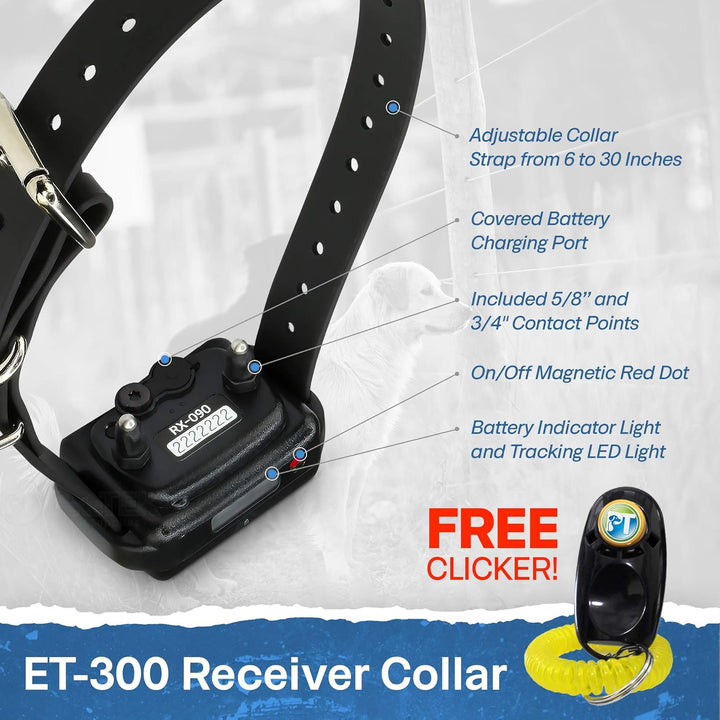 Ultimate Waterproof E-Collar Trainer - 1/2 Mile Range, 100 Levels, Vibration & Sound, Includes Petstek Clicker