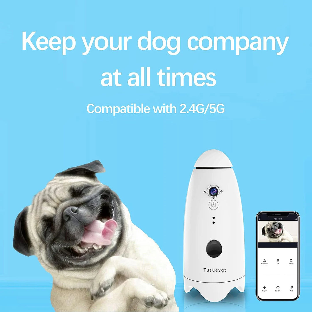 Smart 1080P Dog Camera with Treat Dispenser - 180° View, App Control & 2-Way Audio for iOS & Android