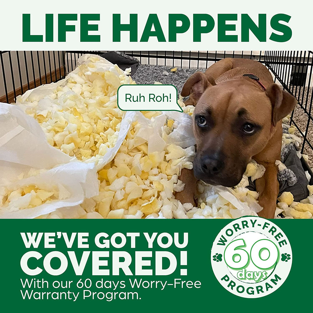 Luxury Cooling Gel Dog Bed with Removable Bolsters & Washable Cover - Perfect for Medium to Large Dogs up to 55 lbs - Stylish Woodsmoke Faux Fur & Performance Linen Design