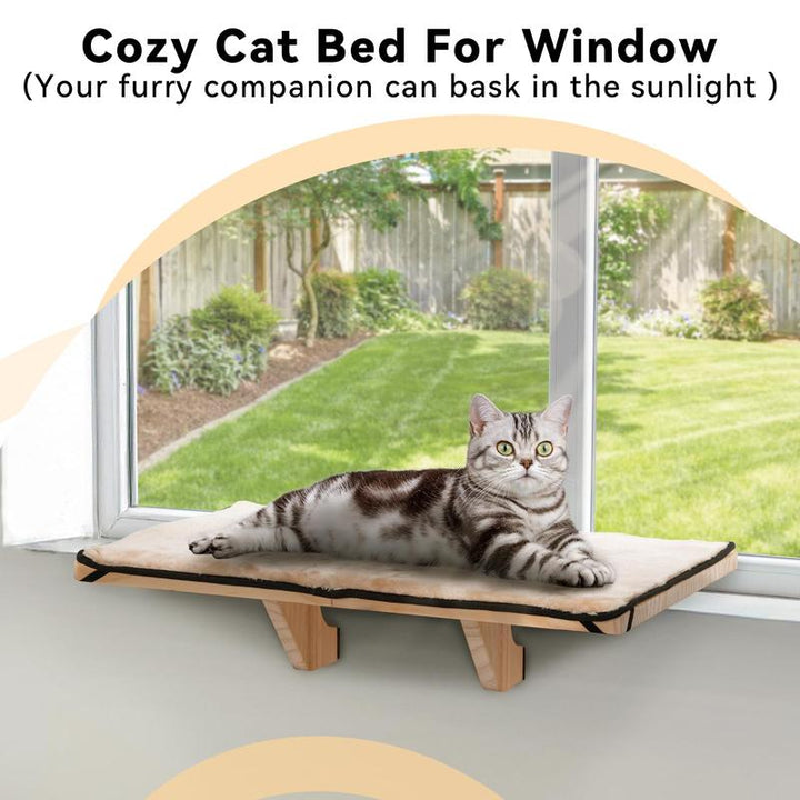 Ultimate Cozy Cat Hammock - Luxurious Window Seat for Large Cats with Soft Mat & Sturdy Wood Base - Perfect for Any Space!