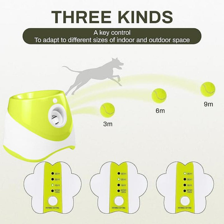 3-in-1 Automatic Dog Ball Launcher with Tennis Balls - Interactive Indoor & Outdoor Pet Toy