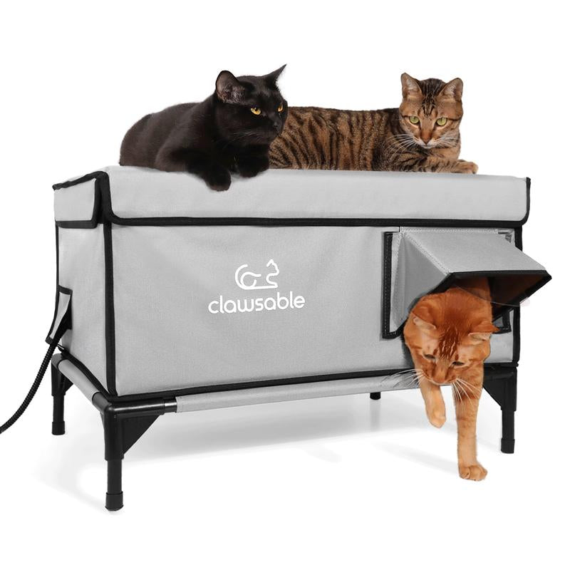 Indestructible Heated Outdoor Cat House - 100% Weatherproof Insulated Shelter with Safe Escape Door for Winter Feral Cats