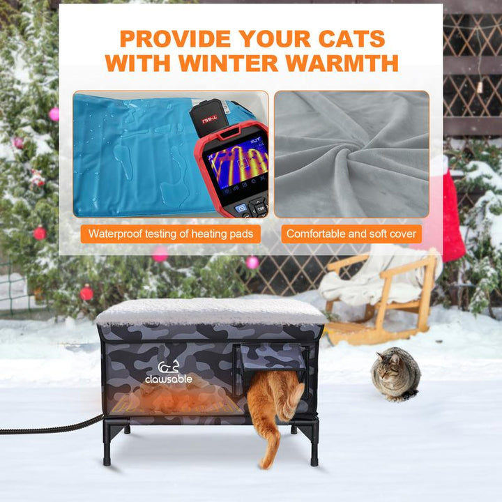 Indestructible Heated Outdoor Cat House - 100% Weatherproof Insulated Shelter with Safe Escape Door for Winter Feral Cats
