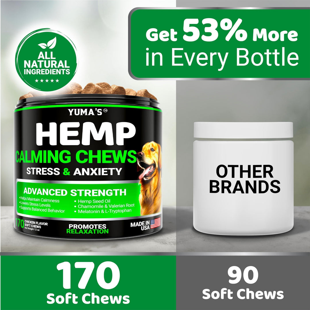 Ultimate Relaxation for Your Dog: Advanced Hemp Calming Chews - 170 Delicious Chicken Flavor Treats