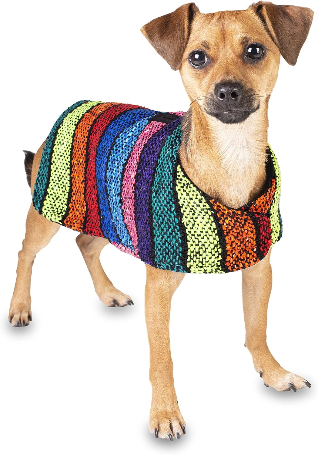 Chic Handmade Mexican Blanket Dog Poncho - Stylish Coat for Chihuahuas (Multi Color, XXS)