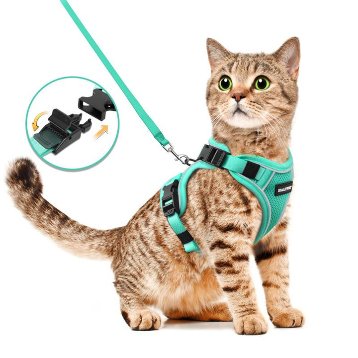 Escape-Proof Adjustable Cat Harness & Leash Set - Breathable Mesh for Safe Outdoor Adventures