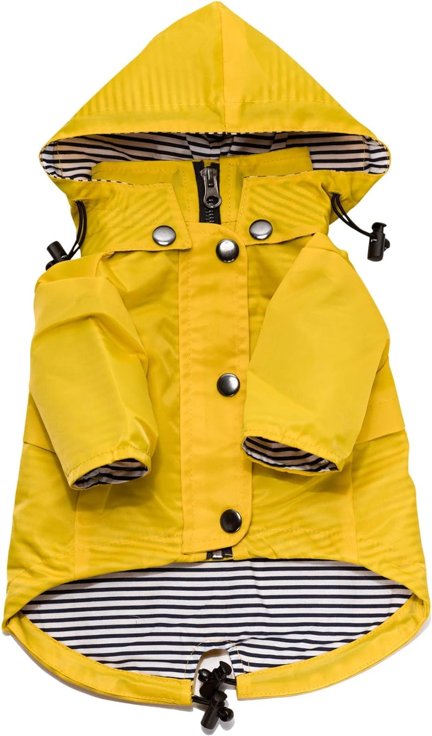 Premium Stylish Dog Raincoat - Water Resistant, Reflective Buttons, Pockets & Adjustable Hood - Available in XXS to XXL (Yellow, Medium)