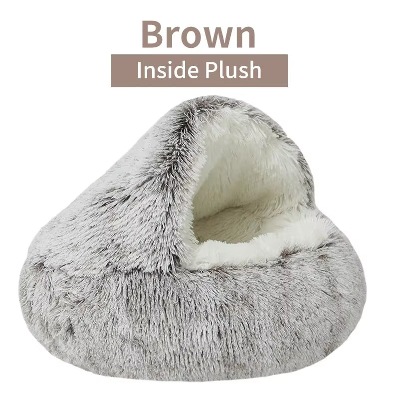 Cozy 2-in-1 Winter Plush Cat Bed & Sleep Bag - Ideal Nest for Cats and Small Dogs