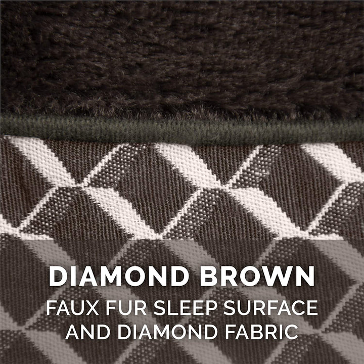 Jumbo XL Plush Dog Bed with Removable Bolsters & Washable Cover - Stylish Diamond Brown Couch for Large Dogs