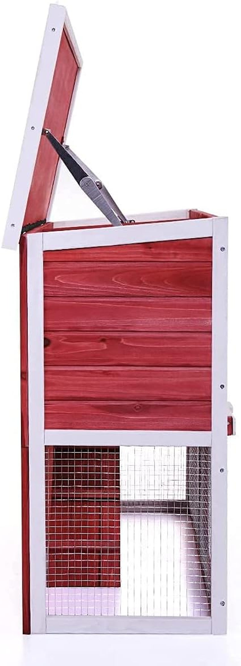 Deluxe Rabbit Hutch & Guinea Pig Cage - Indoor/Outdoor Pet House with Waterproof Roof & Easy Clean Pull-Out Tray (Red)