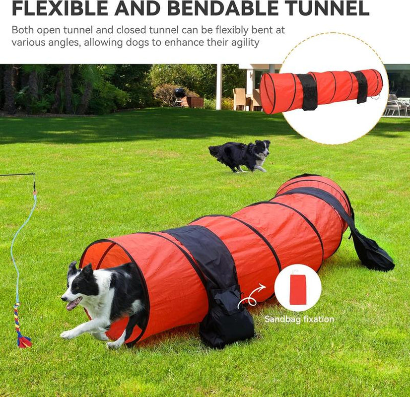 YITAHOME Ultimate Dog Agility Training Set: Flirt Pole, Flying Discs, Agility Tunnel, Jumps, Weave Poles & Pause Box for Indoor & Outdoor Fun!