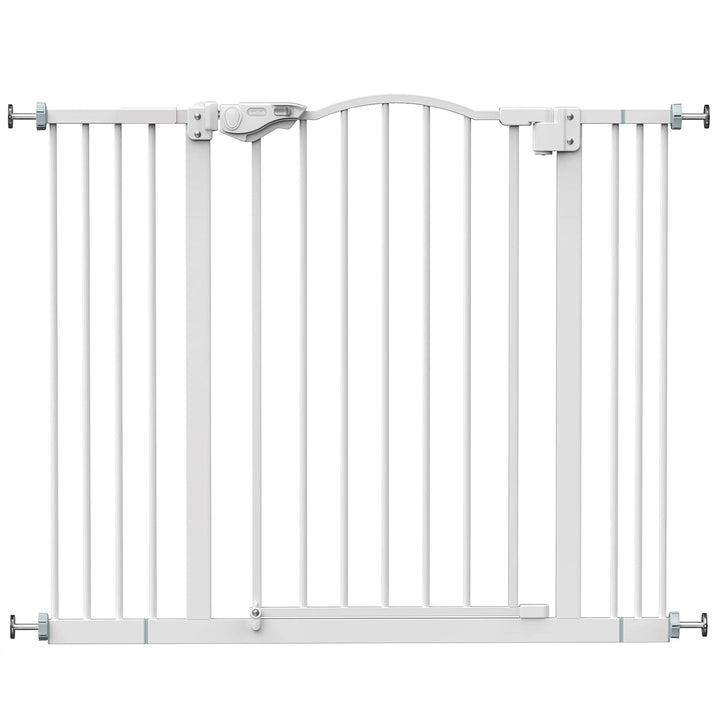 Auto-Close Baby Gate for Stairs - 29-39.6" Adjustable Safety Gate for Pets, One-Hand Opening, 30" Tall, No Drill Wall Pressure Mount - White