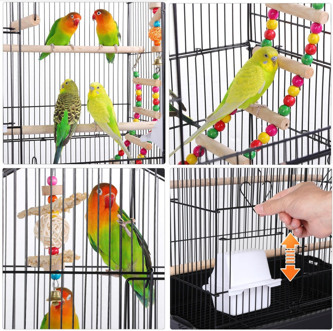Spacious 39-Inch Parrot Bird Cage with Toys - Perfect for Quaker Parrots, Cockatiels, Conures, and Budgies!