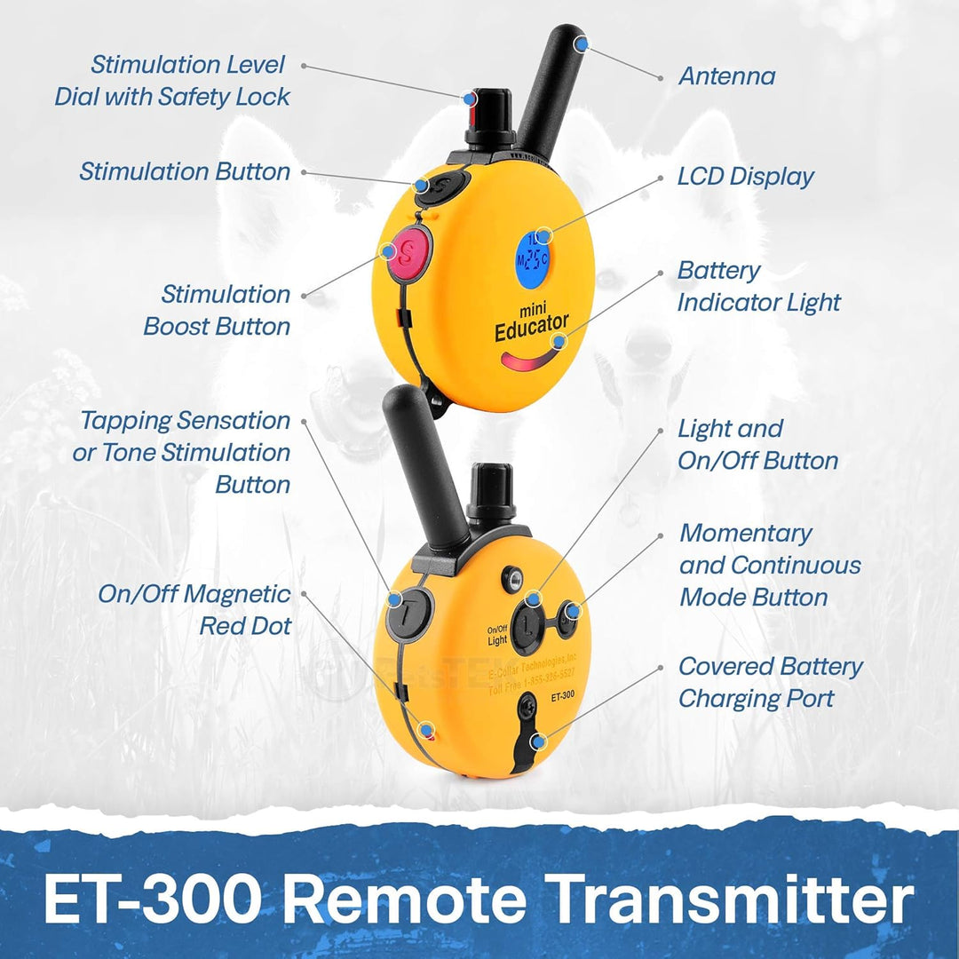 Ultimate Waterproof E-Collar Trainer - 1/2 Mile Range, 100 Levels, Vibration & Sound, Includes Petstek Clicker