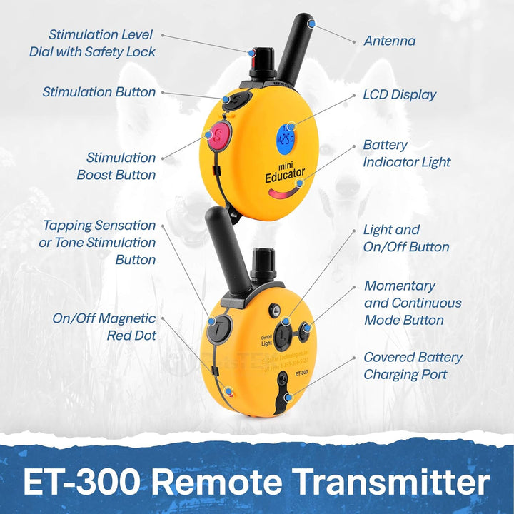 Ultimate Waterproof E-Collar Trainer - 1/2 Mile Range, 100 Levels, Vibration & Sound, Includes Petstek Clicker