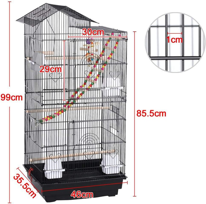Spacious 39-Inch Parrot Bird Cage with Toys - Perfect for Quaker Parrots, Cockatiels, Conures, and Budgies!