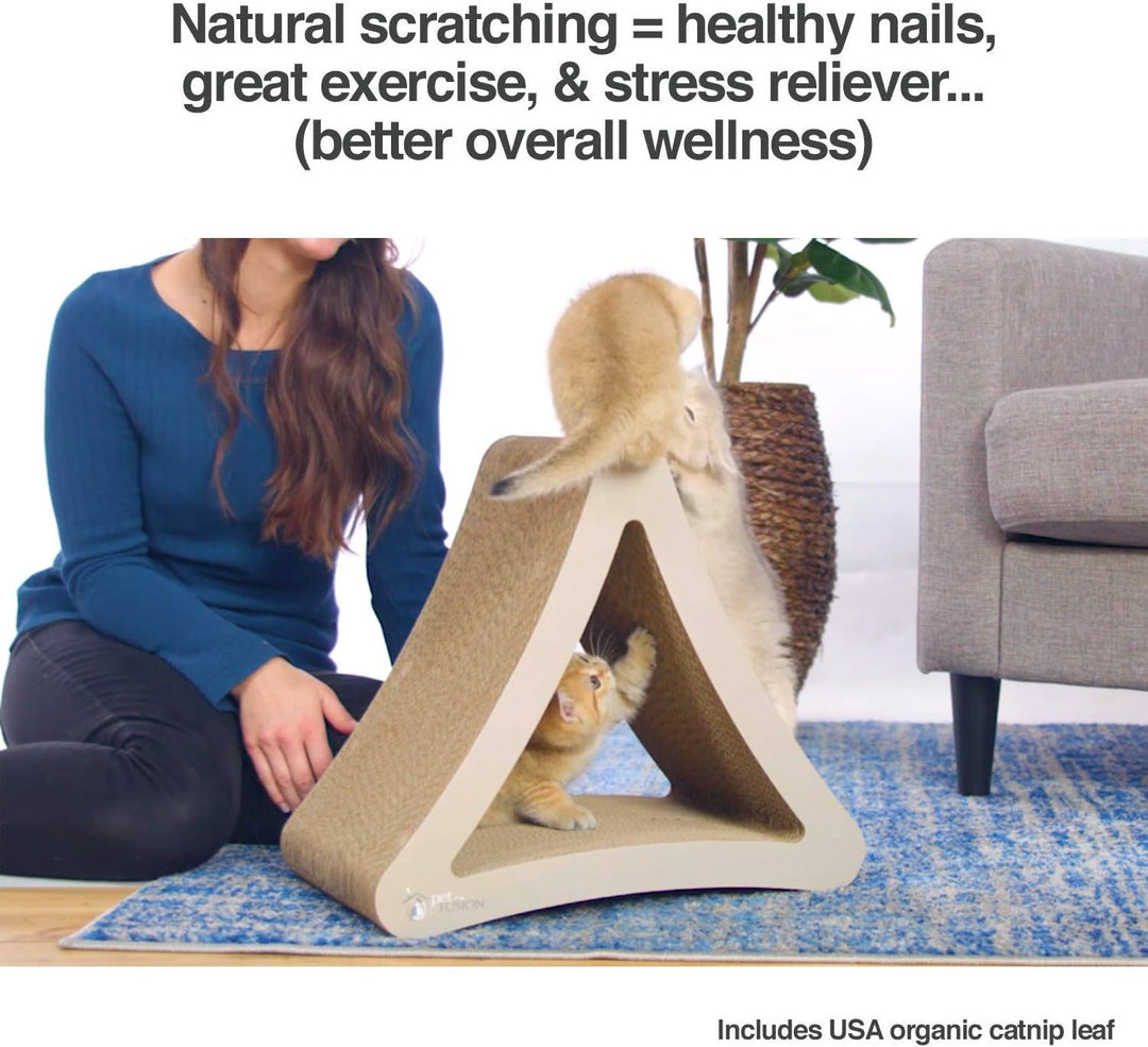 Ultimate 3-Sided Vertical Cat Scratching Post - 18” & 24” Options, 6 Usable Sides for Scratching, Playing, and Perching - Eco-Friendly 100% Recyclable Cardboard Lounge!