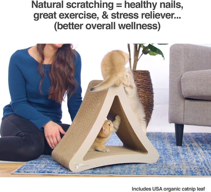 Ultimate 3-Sided Vertical Cat Scratching Post - 18” & 24” Options, 6 Usable Sides for Scratching, Playing, and Perching - Eco-Friendly 100% Recyclable Cardboard Lounge!