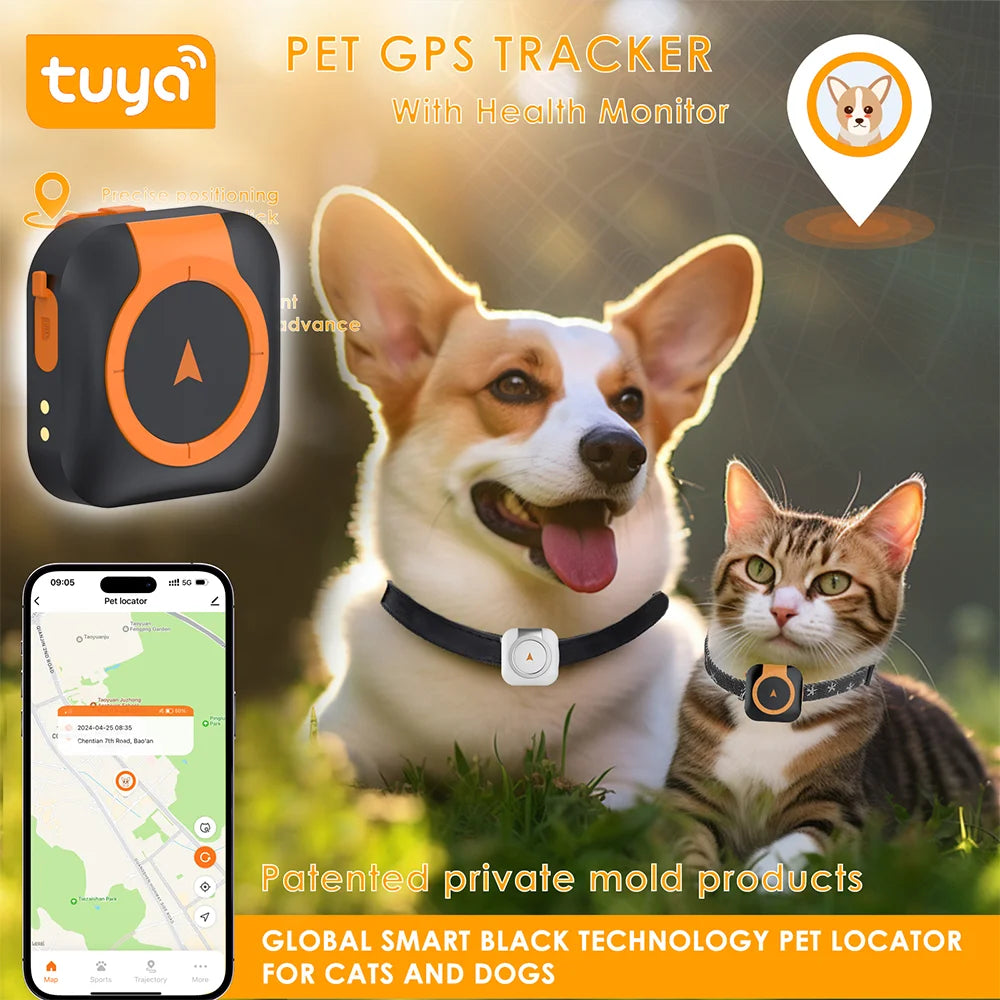 Revolutionary 4G GPS Pet Tracker with Health Monitoring - Waterproof & Universal for Dogs and Cats, Works with Any Collar, Compatible with Android & iOS