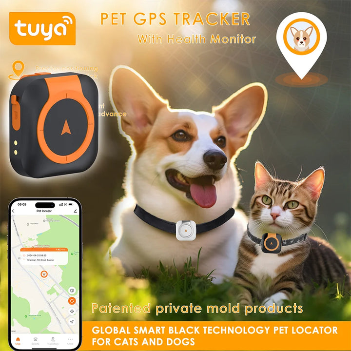 Revolutionary 4G GPS Pet Tracker with Health Monitoring - Waterproof & Universal for Dogs and Cats, Works with Any Collar, Compatible with Android & iOS