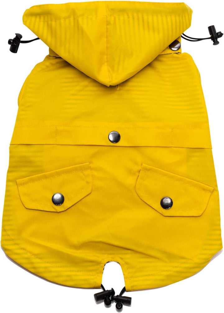 Premium Stylish Dog Raincoat - Water Resistant, Reflective Buttons, Pockets & Adjustable Hood - Available in XXS to XXL (Yellow, Medium)