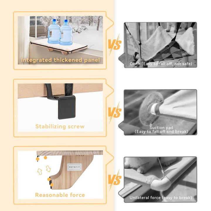 Ultimate Cozy Cat Hammock - Luxurious Window Seat for Large Cats with Soft Mat & Sturdy Wood Base - Perfect for Any Space!