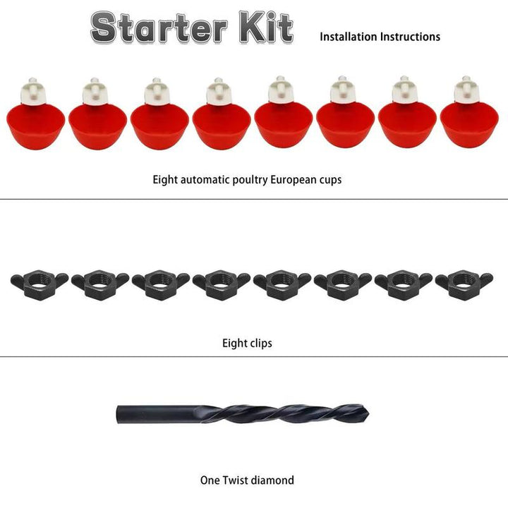 Ultimate Automatic Chicken Watering System - Complete DIY Kit with Water Cups, Feeder, and PVC Tee Pipe for Chickens, Ducks, and Quails