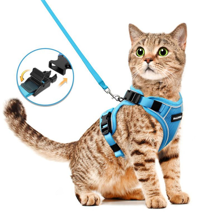 Escape-Proof Adjustable Cat Harness & Leash Set - Breathable Mesh for Safe Outdoor Adventures