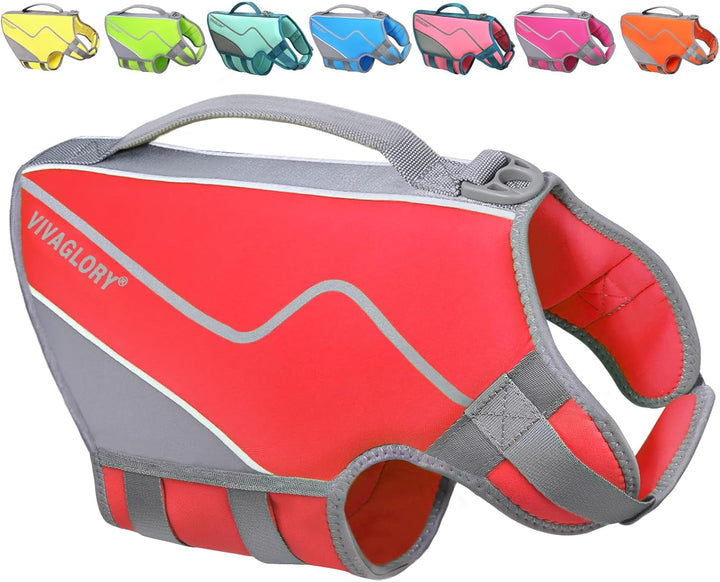Lightweight Neoprene Dog Life Jacket - Perfect for Boating, Hunting & Swimming - Includes Leash Ring - Size M, Red