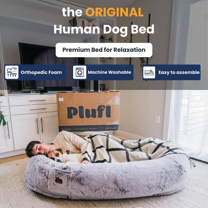 Plufl World'S First HUMAN DOG BED - Premium Adult Sized Bed for Relaxation - as Seen on Shark Tank